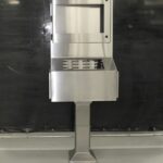 Wall-mounted stainless steel HMI cabinet with support pedestal
